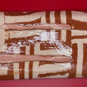 Abstract Red and Cream Ceramic Serving dish